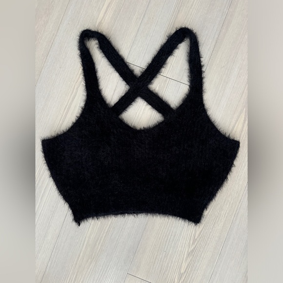 Alamour the Label Black Cami Top Zendaya Fuzzy Furry XXS - Picture 5 of 10